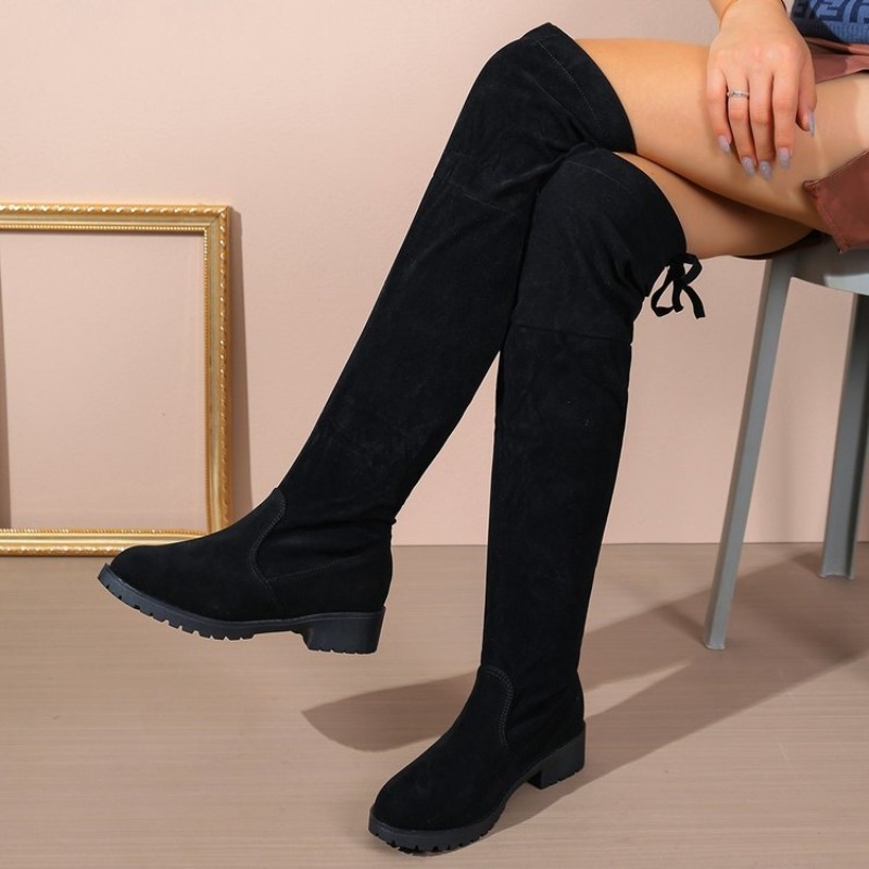Sock Boot Women - Damskie kozaki za kolano z zamszu,