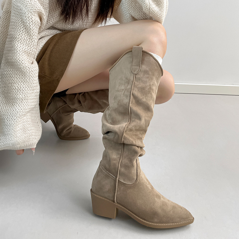 Sock Boot Women - Retro, zamszowe botki w stylu rycerskim