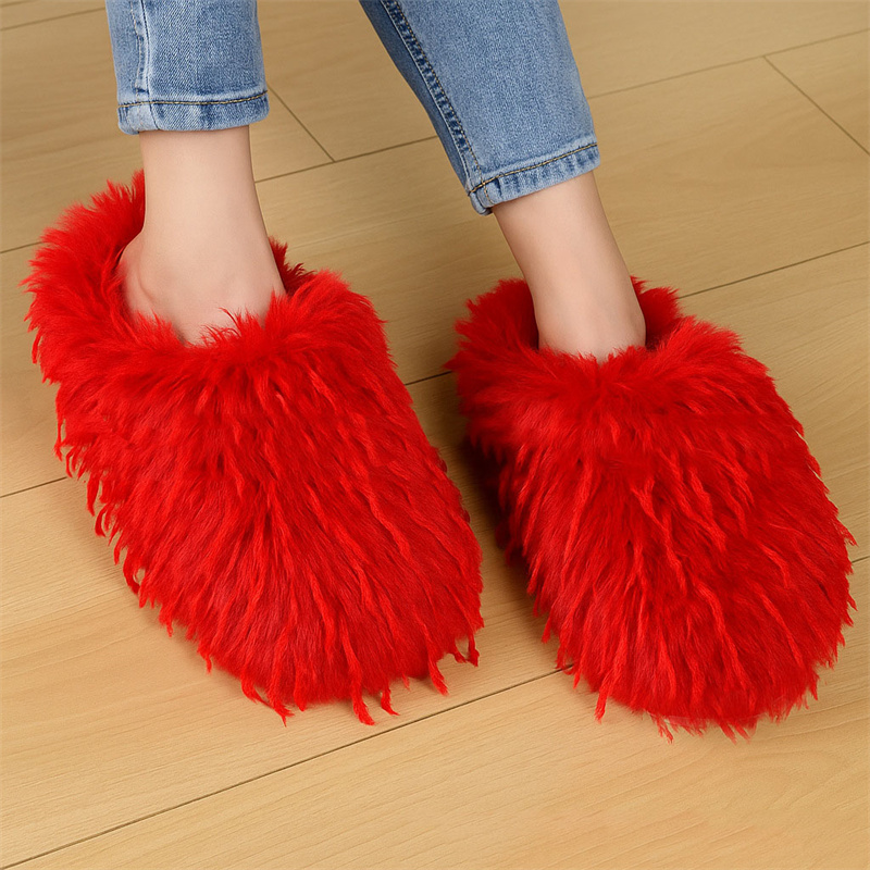 Women'S Shoes Clogs - Zimowe kapcie damskie z puszystym sztucznym