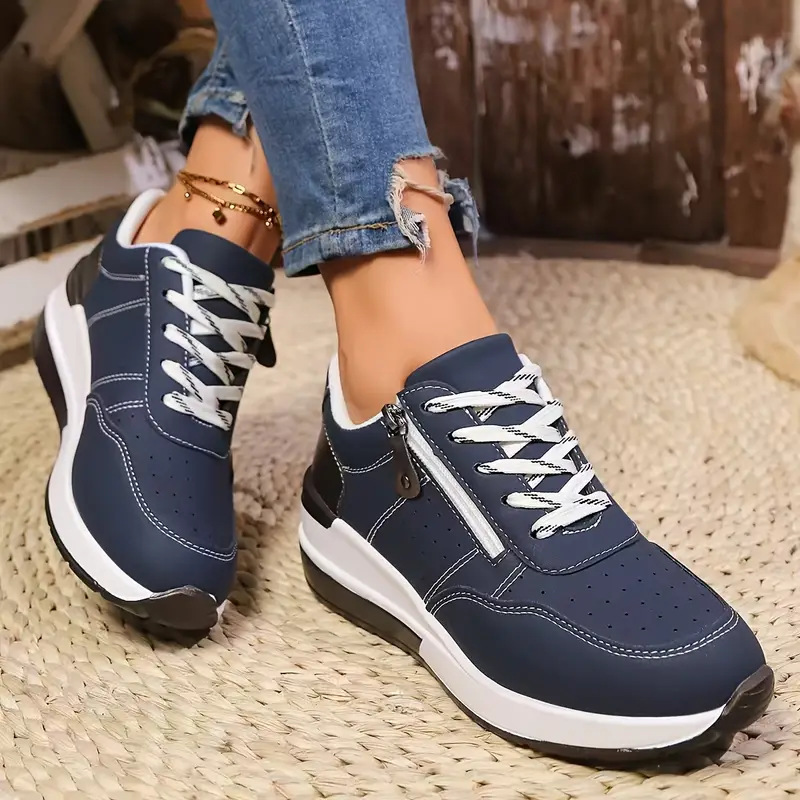 Oxford Lace Up Women - Damskie sneakersy na platformie z bocznym