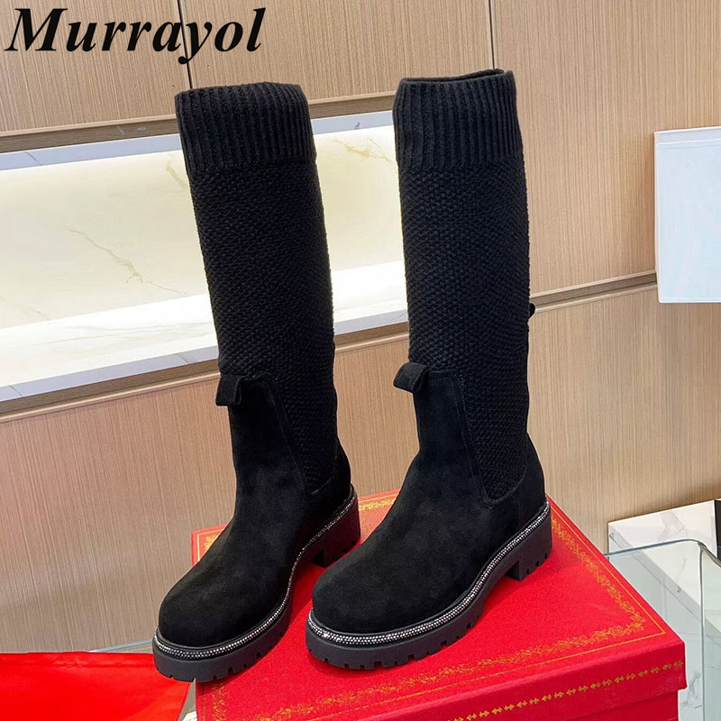 Sock Boot Women - Botki za kolano Jesień Zima Zamszowe