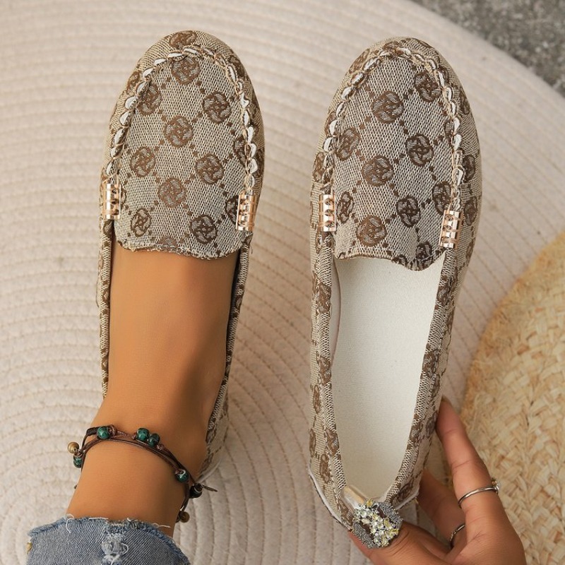Women Shoes Tennis - Damskie baleriny luksusowe z nadrukiem, mokasyny,