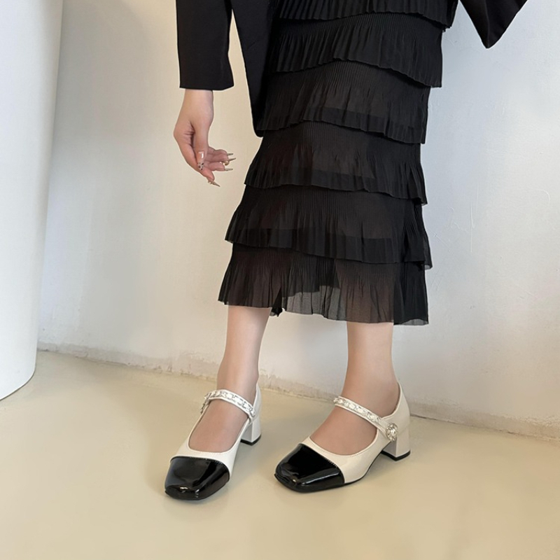 Klapki na grubym obcasie z per – Women'S Shoes Quality recenzja i cena