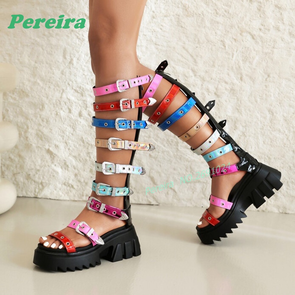 Kolorowe sandały gladiatorzy z – Knee High Boots Women recenzja i cena